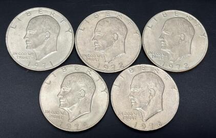 Eisenhower Dollar Lot, 1971&ndash;1978, 6 Circulated Coins, $1, US Mint, Cupronickel, 38.1mm, 22.68g