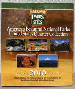 2010 National Parks Quarter Collection &ndash; Colorized, Gold Plated, Uncirculated, 5 States, Album