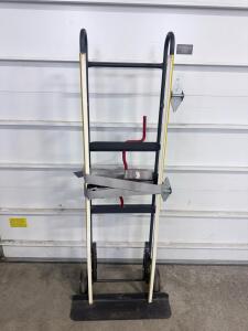 Steel Standard Hand Truck, 600 lb Capacity, 10" Wheels, Strap, Dual Loop Handles, Black/Yellow