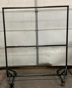 Black Powder-Coated Steel Rolling Garment Rack, Dual Bars, 6ft x 6ft, Swivel Casters