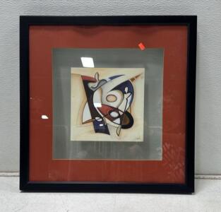Framed Abstract Artwork, Signed, Double-Matted, Approx. 22" x 22"