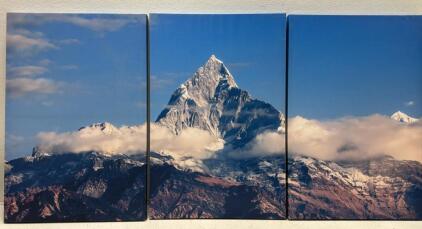 Mountain Landscape 3-Panel Photographic Canvas Art Print, 24"x36" Each, Gloss Finish