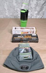 (1) PowerCap, LED Beanie, (1) Digital Caliper, (l) GP-Pointer Metal Detector Wand & (1) 32-Oz Stainless Steel Insulated Tumbler