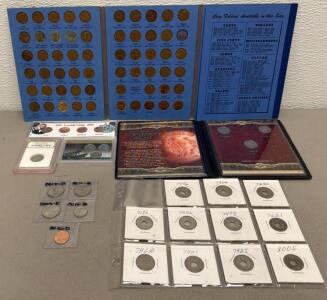 WWII-Era U.S. Coin Collection: Lincoln Wheat & Steel Cents, V Nickels, Proof Nickel, Japanese 5 Sen