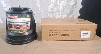 (1) Coleman Two Mantle Propane Lantern W/ Case & (1) Black Metal Ethanol Tabletop Firepit