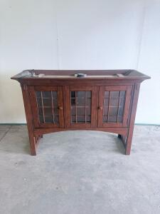 Mission-Style Solid Wood Cabinet with Glass Doors, Electrical Outlet, 48"x16"x36", Aquarium Stand