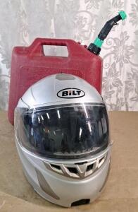(1) Bilt Solar Modular Motorcycle Helmet Techno Modular FMVSS No. 218 Gray Size XXL & (1) 5-Gallon Gas Can