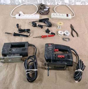 (2) Jig Saws, (3) Soldering Irons, (2) Powerstrips & (1) Lightweight Extension Cord