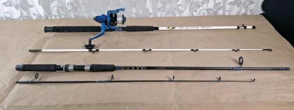 (1) Shakespeare Tiger Spincasting Fishing Pole & Reel Combo & (1) Mitchell Fishing Pole