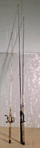 (1) Shakespeare Wonder Rod Fishing Pole & Reel Combo, (1) Bass Pro Shop Quick Draw Fishing Pole & (1) Zebco Centennial Fishing Pole
