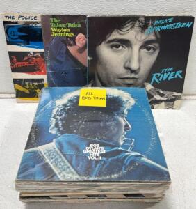 Classic Rock & Country Vinyl Collection: Eric Clapton, Bob Dylan, Springsteen, Loretta Lynn, Police. Lot of 34 Records