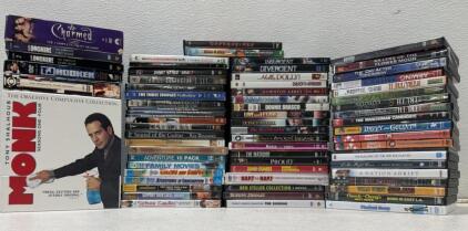 Assorted DVD Lot: Movies & TV Shows - Box Sets Include Monk, Longmire, Charmed, Three Stooges