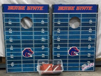 Boise State Cornhole Set, 2 Regulation Wooden Boards, 8 Football Bean Bags, Team Graphics