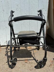 4-Wheel Rollator Walker Black with Seat, Soft Storage Bag, Hand Brakes, Foldable Frame