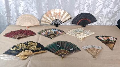 (10) Vintage Folding Hand Fans