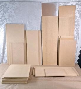 Lot Of (22) Assorted Small Pieces Of MDF Shelf Board