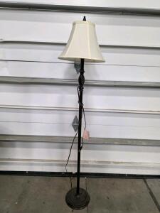 Traditional Floor Lamp, Twisted Metal Base, Fabric Bell Shade, 66" Height, Dark Bronze, 100W Max