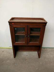 Traditional Wood Glass Display Cabinet with 2 Doors, Shelves, and Tray Top,