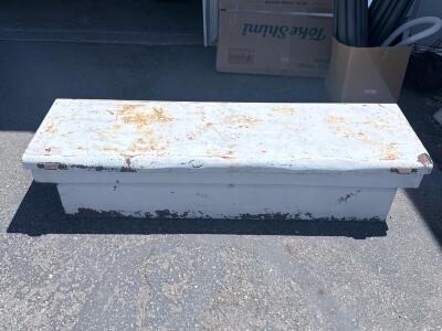Steel Crossover Truck Bed Tool Box, Approx. 70"x18"x14", White, Significant Rust, Full-Size Pickup