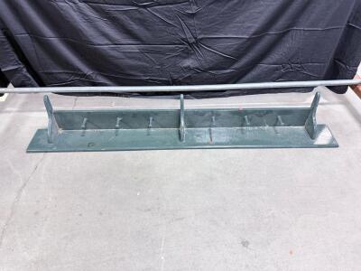 Wall-Mounted Wooden Coat Rack with 8 Pegs, Painted Dark Green, Approx. 60" Length