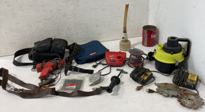 (2) DeWalt 20-Volt Chargers, (1) Milwaukee, A Sander, & More Tools