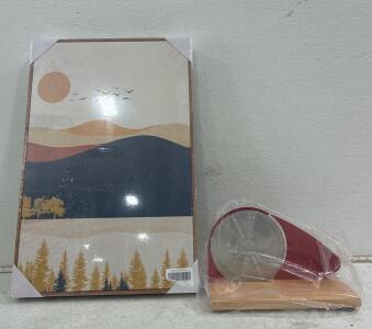 Manual Rotary Bread slicer red, (3) 16inx 248in picture frames in original packaging.