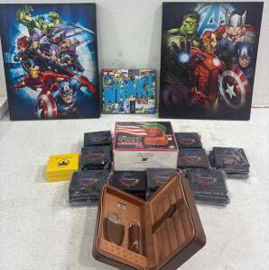(10)Concert EarPlugs Festival Kit by DROPZ.Brown Leather Travel Cigar Humidor. CHIA&rdquo; Freedom of Choice&rdquo; Chia Donald trump. (3) marvel hanging wall art [2(20inx16in)1(10inx8in)]