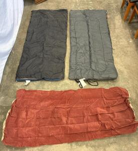 (2) Sleeping bags (1)Coleman sleeping bag(68inLx 32inW) (1) UnBranded Sleeping Bag (68inLx32inW) Single Sleeper Blow up OZARK Trails Mattress. (72inLx 32 inW)