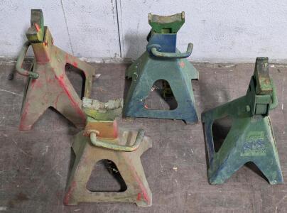 Heavy Duty 6 Ton Automotive Jack Stands Set, Ratcheting, Steel, Vintage, 15-24 in Adjustable Height