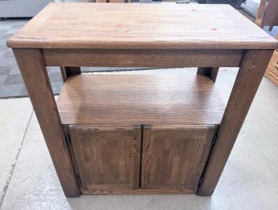 Wooden Storage Cabinet with Open Shelf and Dual Doors, Approx. 30" x 15" x 32"