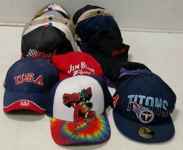 Lot of 10+ Vintage & Branded Baseball Caps &ndash; Olympics, Titans, Racing, Harley, More