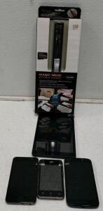 Magic Wand, Onn Tablet & 3 phones (Doesn't turn On)