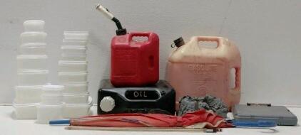 5 Gal. Gas Can, 2 Gal. Gas Can, Oil Catcher Pan, Bow and More