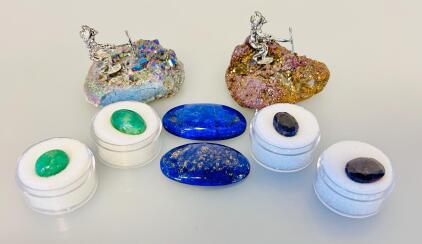 Brazilian Emeralds, African & Mozambique Sapphires, Afghan Lapis, Decorative Miner Figurines