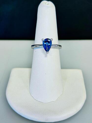 1.12 Carat Pear Tanzanite Solitaire Ring In Sterling Silver, 3.06g, Serial K11E4 Size 6.5