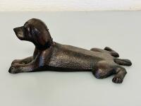 Cast Iron Laying Dog Figurine &ndash; 8" Length, 4.5 lbs, Vintage Style