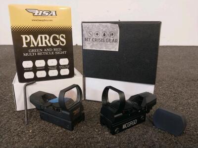 BSA PMRGS Multi Reticle Reflex Sight, 1x, 33MM, Red/Green Dot, Weaver Mount, My Crisis Gear Electro Dot Sight MCGRGD