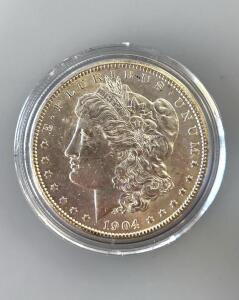 1904 U.S. Morgan Silver Dollar, Philadelphia Mint, 90% Silver, 26.73g
