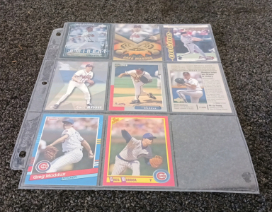 Page with (8) Greg Maddux Baseball Cards