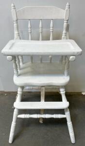 Vintage Wooden Convertible High Chair with Removable Tray, White Finish
