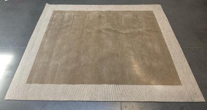 Momeni Everett Collection 8'x10' Hand Tufted Wool Area Rug, Taupe with Beige Border, Made in India