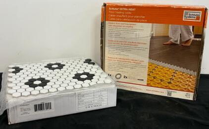 Metro Hex Matte White Flower Mosaic Tile (10 Sheets) + Schluter Ditra-HEAT 120V 72.7 Ft&sup2; Cable Kit