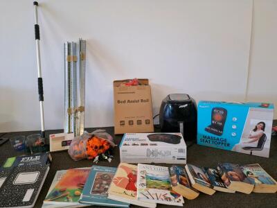 Homedics Shiatsu Body Massager, Air Fryer, Bed Assist Rails, Books, File Folders, And More