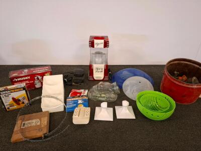 Central Pneumatic 5" High Speed Air Sander, Popcorn Popper, Husky General Purpose Spray Gun, And More