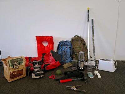 Sears Craftsman Router, (Tested And Powers On), Sharper Image Blender tested and powers on, Bags, Outdoor & Hand Tools, Toaster, (Tested And Powers On), And More