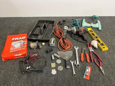 Craftsman Drill, FRAM FT1020 Filter, Vintage Reel, Sprinklers, Hand Tools, Organizer