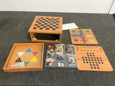 Multi-Game Wooden Board Set &ndash; Chess, Checkers, Backgammon, Chinese Checkers, Ludo, Storage Drawer