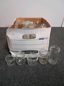 Assorted 28+ Glass Canning Jars, Regular Mouth, 4&ndash;16 oz, Diamond & Grape Motif, No Lids
