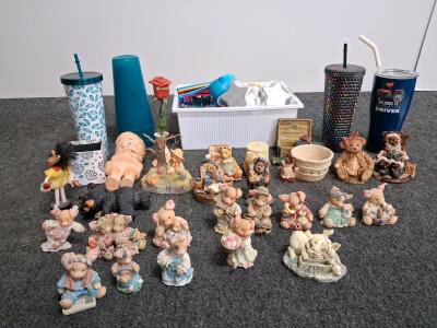 Large Lot of 28 Vintage Animal Figurines &ndash; Pigs, Bears, Mice &ndash; Mixed Resin Collection 1994-2000