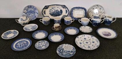 Assorted English Blue & White Transferware China Lot &ndash; Johnson Bros, Fair Winds, 25+ Pieces